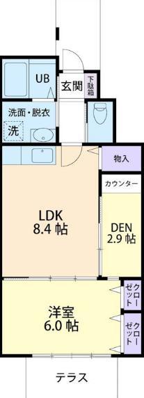グラシュー(1LDK/1階)の間取り写真