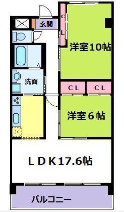 ESPOIR(2LDK/3階)の間取り写真