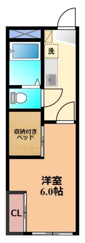 BLUE SKY(1K/2階)の間取り写真