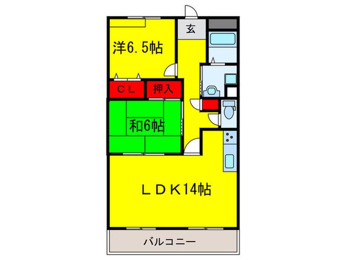 アーバングレース(2LDK/7階)の間取り写真