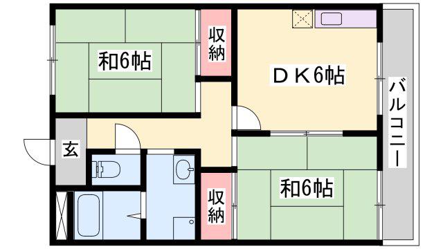ハイツ早瀬公園前(2DK/2階)の間取り写真