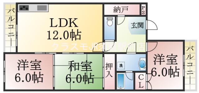 ドエルアズマ(2LDK/1階)の間取り写真