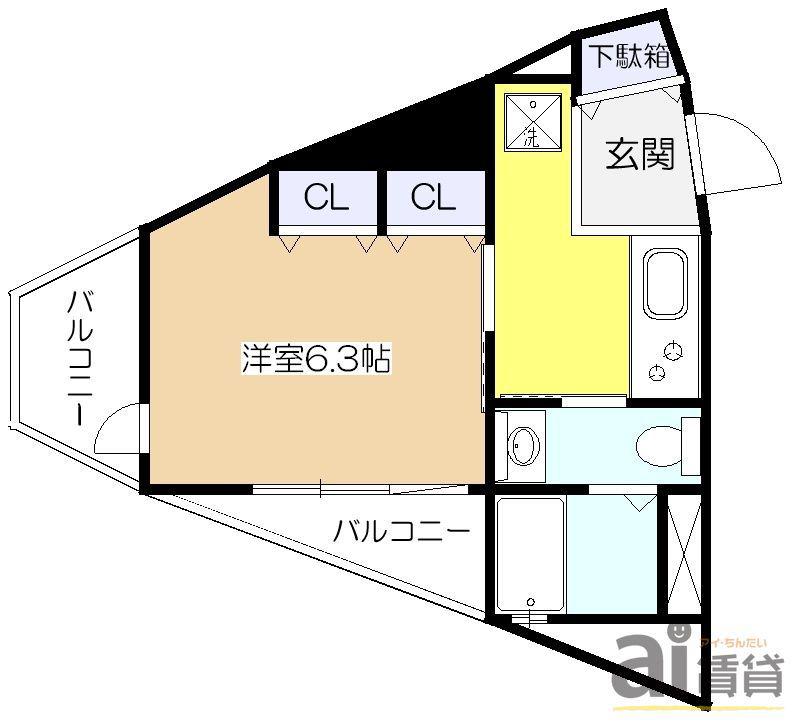 AIFORT久米川(1K/4階)の間取り写真