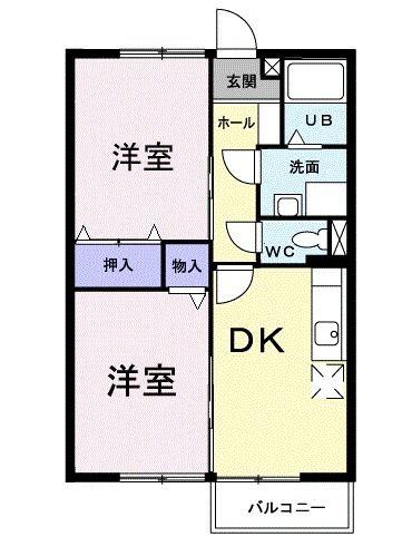 ボヌールパレス(2DK/2階)の間取り写真