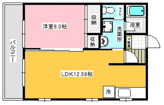 ブラウンベレー壱番館(1LDK/1階)の間取り写真