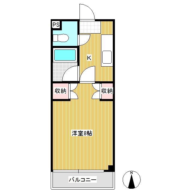 BLUE SKY(1K/2階)の間取り写真