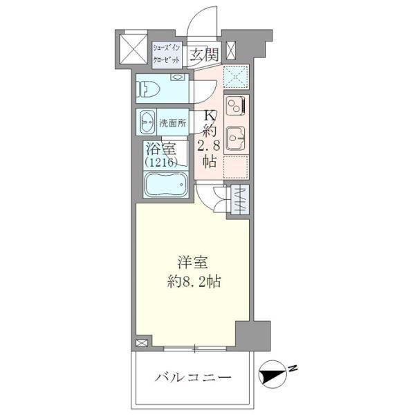 エヴァート長者丸(1K/2階)の間取り写真