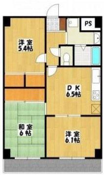 盛大パレス(3DK/1階)の間取り写真