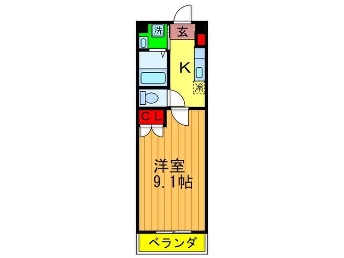 マンション南今堀(1K/2階)の間取り写真