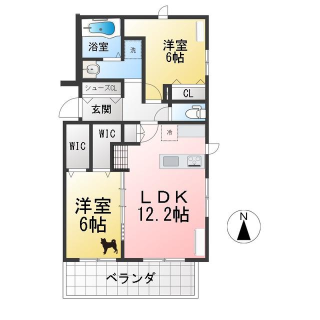 PRESSO さくら(2LDK/2階)の間取り写真