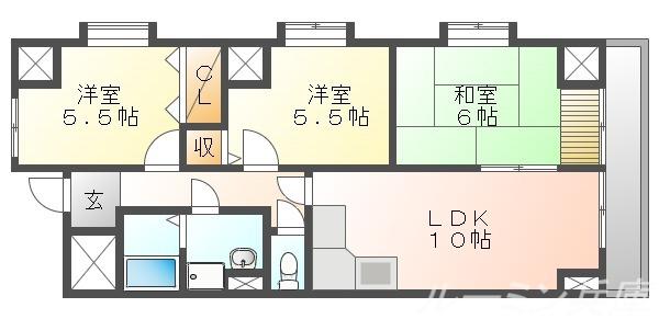 ストレイトビューハマ(3LDK/5階)の間取り写真