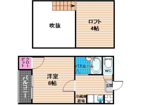 プルミエールⅡ(1K/1階)の間取り写真