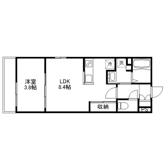 月光道三町(1LDK/3階)の間取り写真