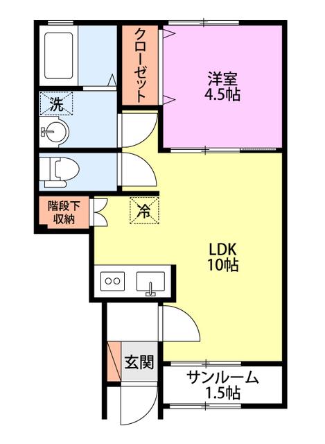 ディアコート(1LDK/1階)の間取り写真