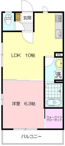 フォンティーヌ(1LDK/1階)の間取り写真