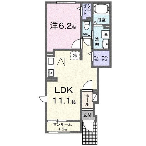 ドエル F・T・K VI番館(1LDK/1階)の間取り写真