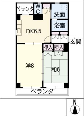 フランボワーズツシマ(2DK/2階)の間取り写真