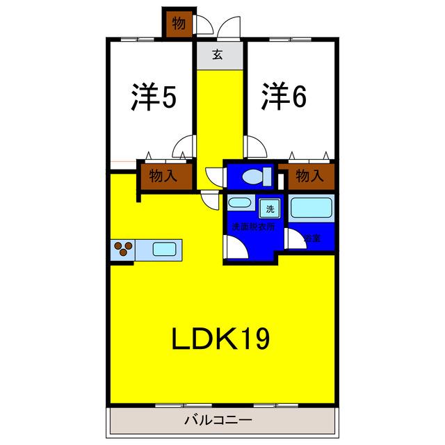 リッチDE川内III(2LDK/6階)の間取り写真