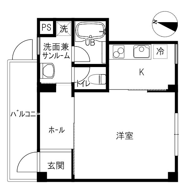 VSAP(ワンルーム/4階)の間取り写真