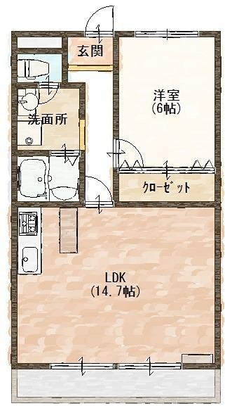 メゾンドファミーユ(1LDK/3階)の間取り写真
