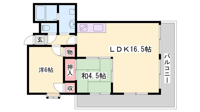 ハッピーコートさんわ(2LDK/4階)の間取り写真
