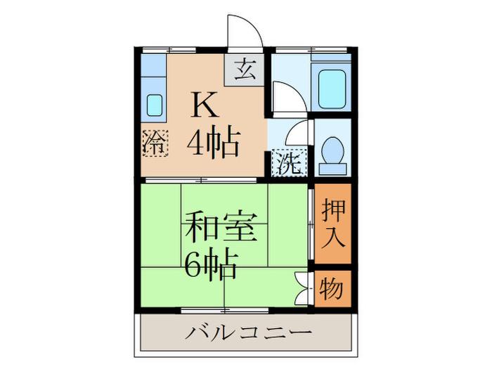 志賀コーポ(1K/2階)の間取り写真