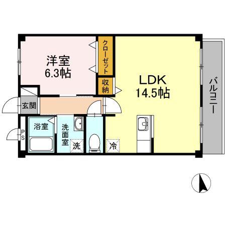 ラビアン・ローゼ(1LDK/2階)の間取り写真