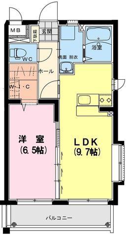 グラン キャスク(1LDK/3階)の間取り写真
