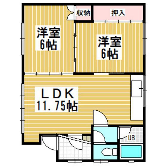 トラッド高砂(2LDK/3階)の間取り写真