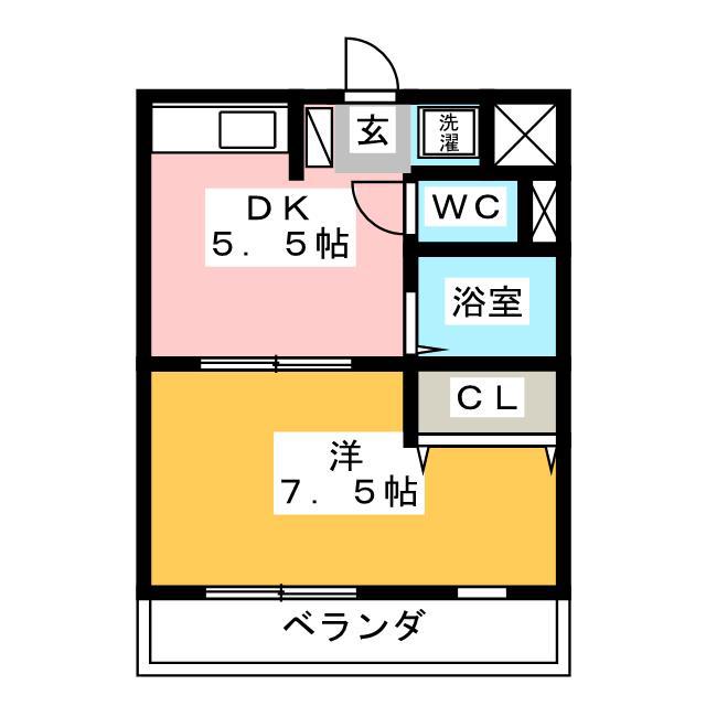 神部ハイツII(1DK/3階)の間取り写真