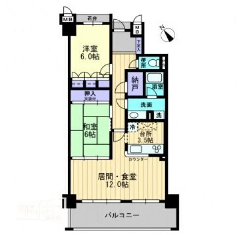 サーパスシティ大供(2LDK/2階)の間取り写真