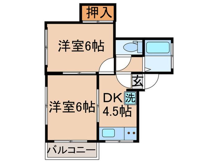 MERIDIAN V(2DK/3階)の間取り写真