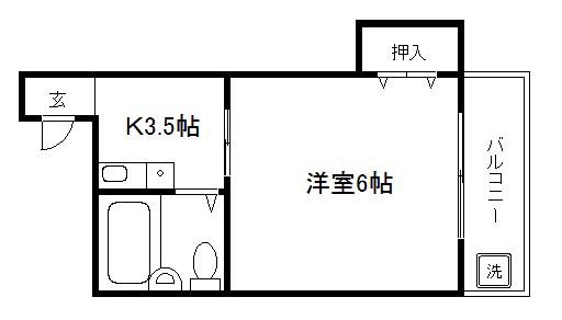 エクセレント東山(1K/2階)の間取り写真