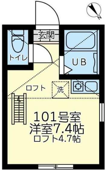 ユナイト根岸ミゲル・エスパーニャ(ワンルーム/1階)の間取り写真
