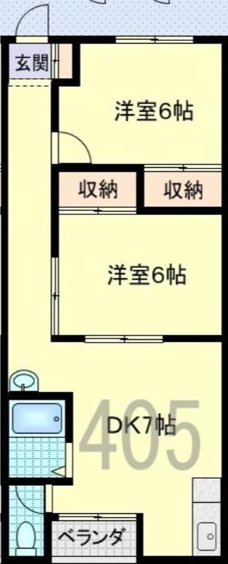グランソシエ阿倍野(2DK/4階)の間取り写真