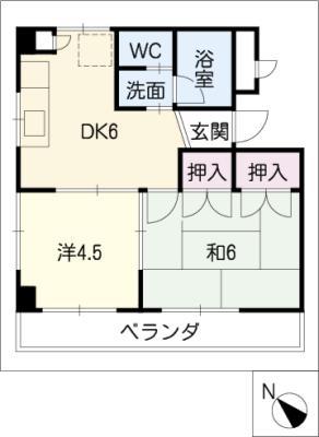 ベルガーデン向山1号館(2DK/2階)の間取り写真