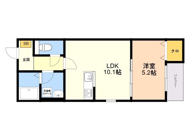 カトレア長尾2(1LDK/2階)の間取り写真