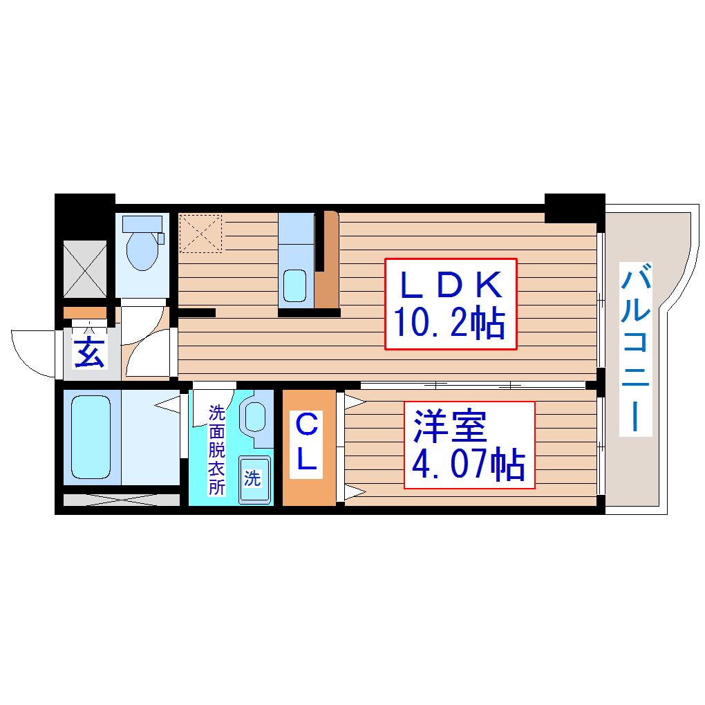 フェリシダ東仙台(1LDK/5階)の間取り写真