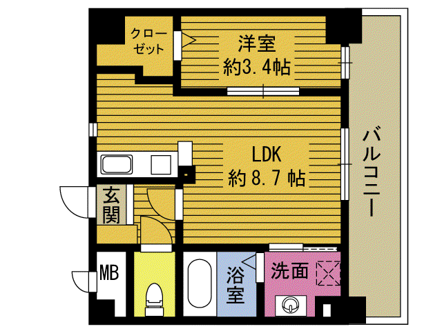 アージョスパジオ高城駅南(1LDK/6階)の間取り写真