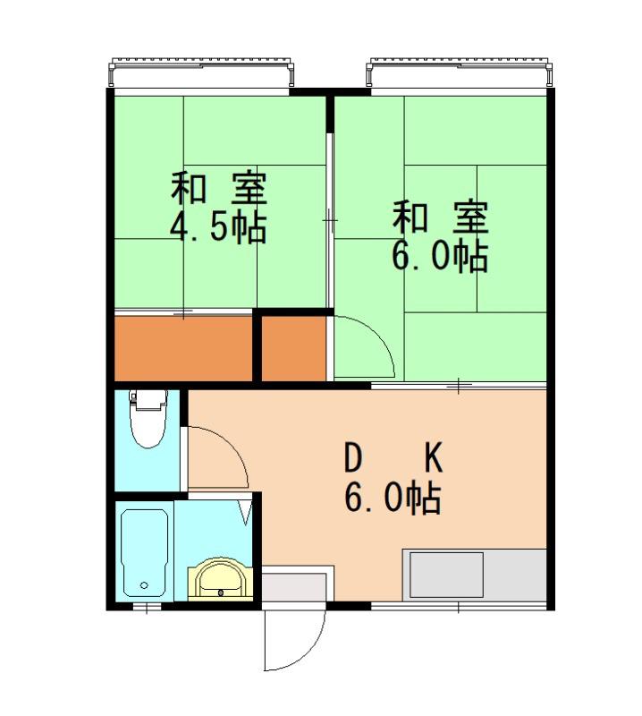 ススキコーポ(2DK/2階)の間取り写真