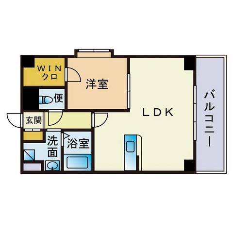 KDXレジデンス天神東2(1LDK/6階)の間取り写真