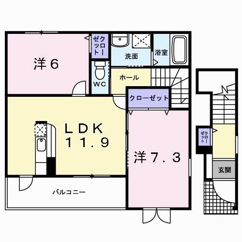 サンリット コアB(2LDK/2階)の間取り写真