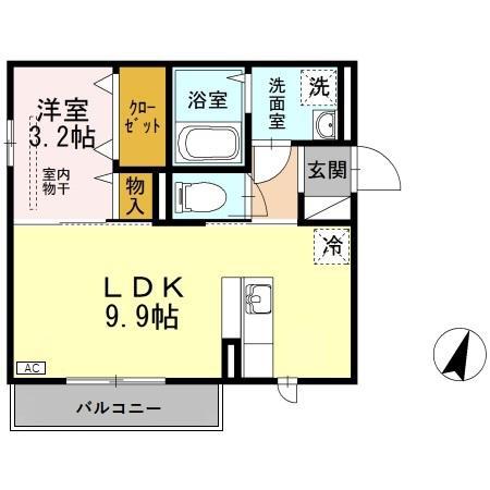 オリーブ 301(1LDK/3階)の間取り写真