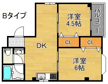 プチポワァ(2DK/3階)の間取り写真