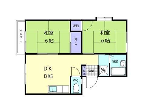 アルコープ21(2DK/2階)の間取り写真