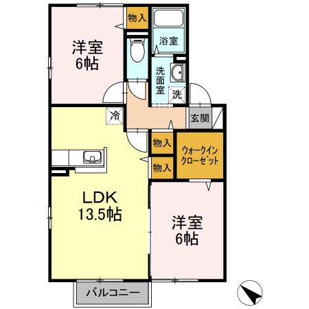 パークサイドセジュール(2LDK/1階)の間取り写真