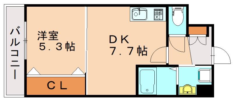 ルミエドール戸畑(1DK/3階)の間取り写真