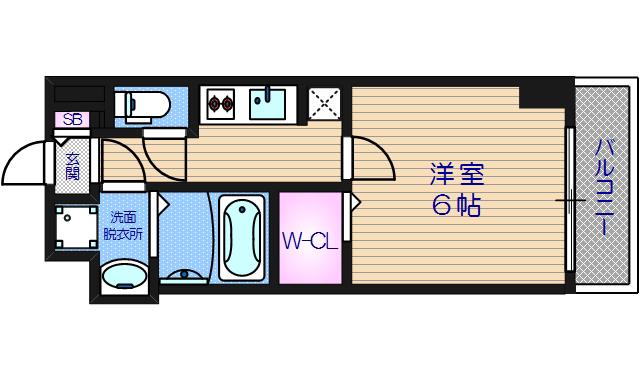 W-STYLE難波(1K/5階)の間取り写真