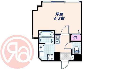 AWAZABUILDING(1K/2階)の間取り写真