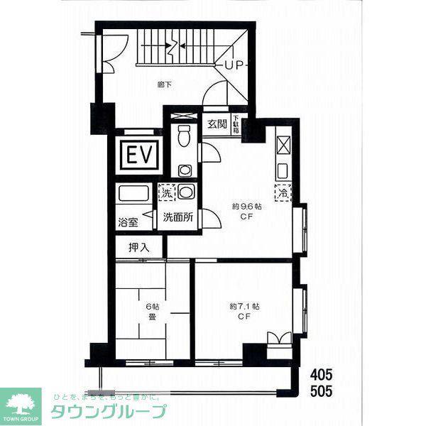 熊谷朝日ハイツ(2LDK/4階)の間取り写真